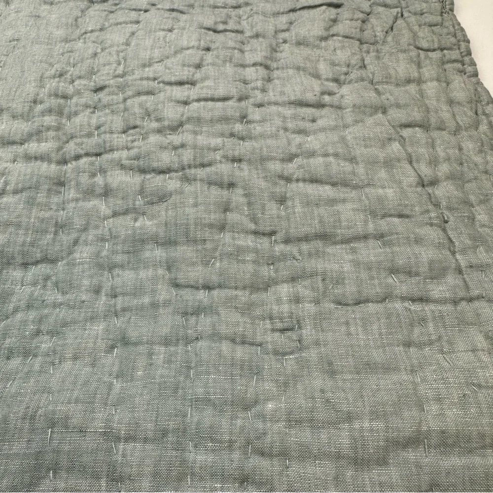 Pottery Barn Belgian Flax Linen Handcrafted Quilted Euro Shams Set of 3